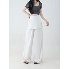 批发韩系高腰显瘦阔腿裤女夏季2026绑带设计感屁帘小众别致百搭<b class='q'>休闲裤</b>