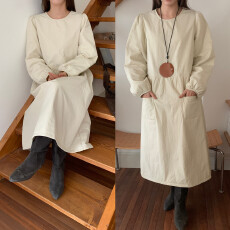 批发实拍 法式温柔 气质减龄后背系带圆领宽松娃娃裙加棉保暖<b class='q'>连衣裙</b>