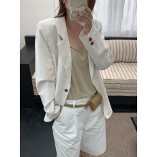 批发实拍 复古小众 翻领单排扣外套宽松男朋友风西装上衣