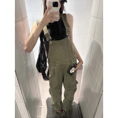 批发新款工装背带裤<b class='q'>女</b>宽松休闲裤子美式复古阔腿裤<b class='q'>连体裤</b>