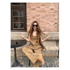 批发小君君布兰妮 摇滚派对/复古百搭通勤工装水洗棉布<b class='q'>背带裤</b><b class='q'>女</b>