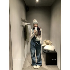 批发8uioio 自留款'漫游小顽家'蓝色背带<b class='q'>牛仔</b>裤女新款复古长裤