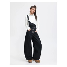 批发美式街头可拆卸单肩飞机扣三穿<b class='q'>背带</b>牛仔裤baggy弯刀裤