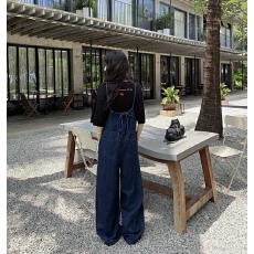 批发张贝贝ibel日系减龄<b class='q'>牛仔</b><b class='q'>背带裤</b>细肩带抽绳绑带直筒长裤女