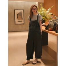 批发新款宽松“松弛减龄”可调节肩带薄款背带裤<b class='q'>九分</b>女