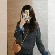 叠穿伴侣牛仔拼接毛衣可外穿内搭2025新款秋冬高级感针织衫上衣女