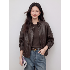 批发酷飒风蛋白皮衣短外套女<b class='q'>秋装</b>美式复古咖色小个子pu夹克上衣