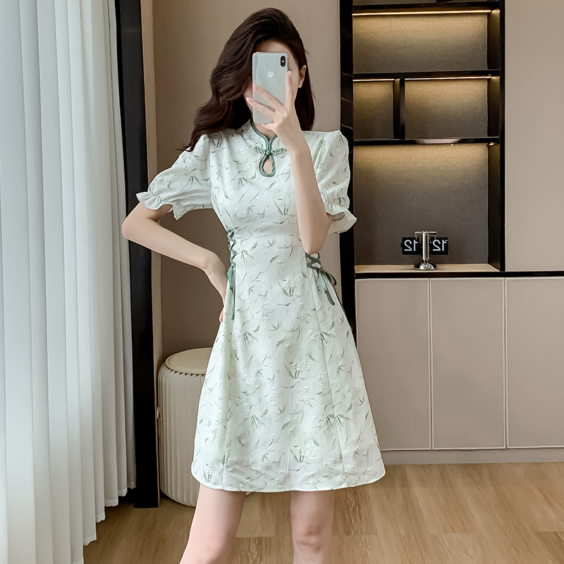 RY2235# 2026夏季新款新中式旗袍改良年轻款少女国风气质高端碎花连...