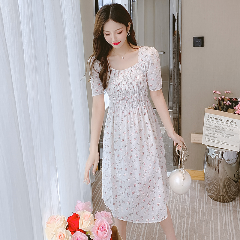 RY2231# 法式高级感气质百搭法式显瘦中长裙夏季遮腰显瘦减龄连衣裙