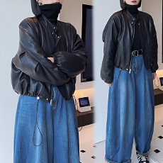 批发官图 甜酷立领PU皮衣外套2025<b class='q'>秋</b>冬新款高级感机车服夹克加绒上衣