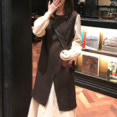 批发官图 赫本风撞色拼接假两件连衣裙2025秋<b class='q'>冬</b>新款小个子层次感长裙