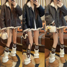 批发官图 2025秋冬新款立领皮衣外套宽松拉链复古风时尚休闲夹克上衣