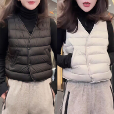 批发官图 法式保暖修身显瘦V领轻薄马甲女2025秋冬短款叠穿<b class='q'>百搭</b>外套潮