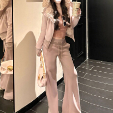 批发官图 韩系时尚减龄2025秋<b class='q'>冬</b>修身显瘦休闲慵懒风外套直筒裤两件套