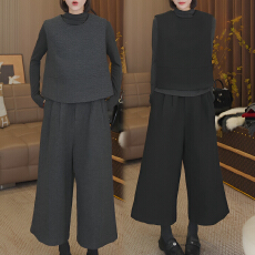 批发官图 2025秋冬新款御姐简约<b class='q'>气质</b>修身百搭打底衫马甲阔腿<b class='q'>裤</b><b class='q'>三件套</b>