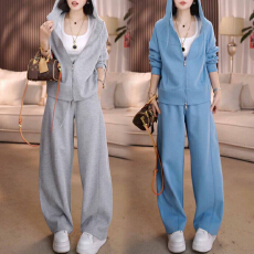 批发官图 时尚休闲运动套装2026春秋新款连帽<b class='q'>卫衣</b>短外套阔腿裤两件套