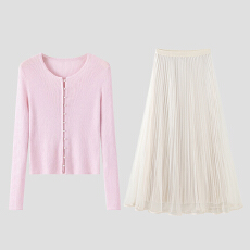 官图 巨好看韩系针织套装裙春秋2026新款超火独特漂亮一整套长裙