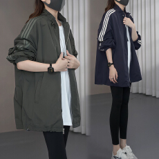 批发官图 春秋设计<b class='q'>女装</b>宽松简约通勤百搭休闲冲锋衣薄款立领外套上衣