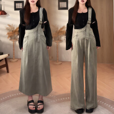 批发官图 设计感上衣<b class='q'>背带裤</b>工装风高腰显瘦单边肩带裤子新款两件套