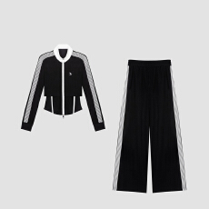 官图 2026春秋新款潮流时尚欧货风休闲时尚套装短外套抽绳阔腿裤