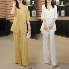 批发官图 高级感时尚西装套装短袖外套2026夏季新款时尚阔腿裤两件套