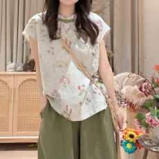 批发官图 绝美新中式温柔甜美风减龄<b class='q'>碎花</b>短袖阔腿<b class='q'>裤</b><b class='q'>2026</b>夏季盐系套装