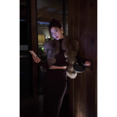 批发法式气质半高领弹力打底衫上衣女秋季新款高腰包臀半身<b class='q'>长裙</b>子套装