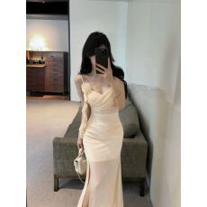 批发实拍花娴低胸长款花朵拼接吊带连衣裙