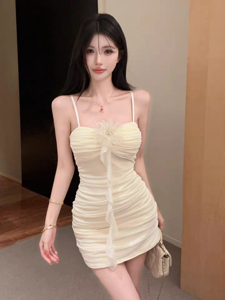 실사 핫걸 바람 망사 3 차원 꽃 슬립 여성 드레스
