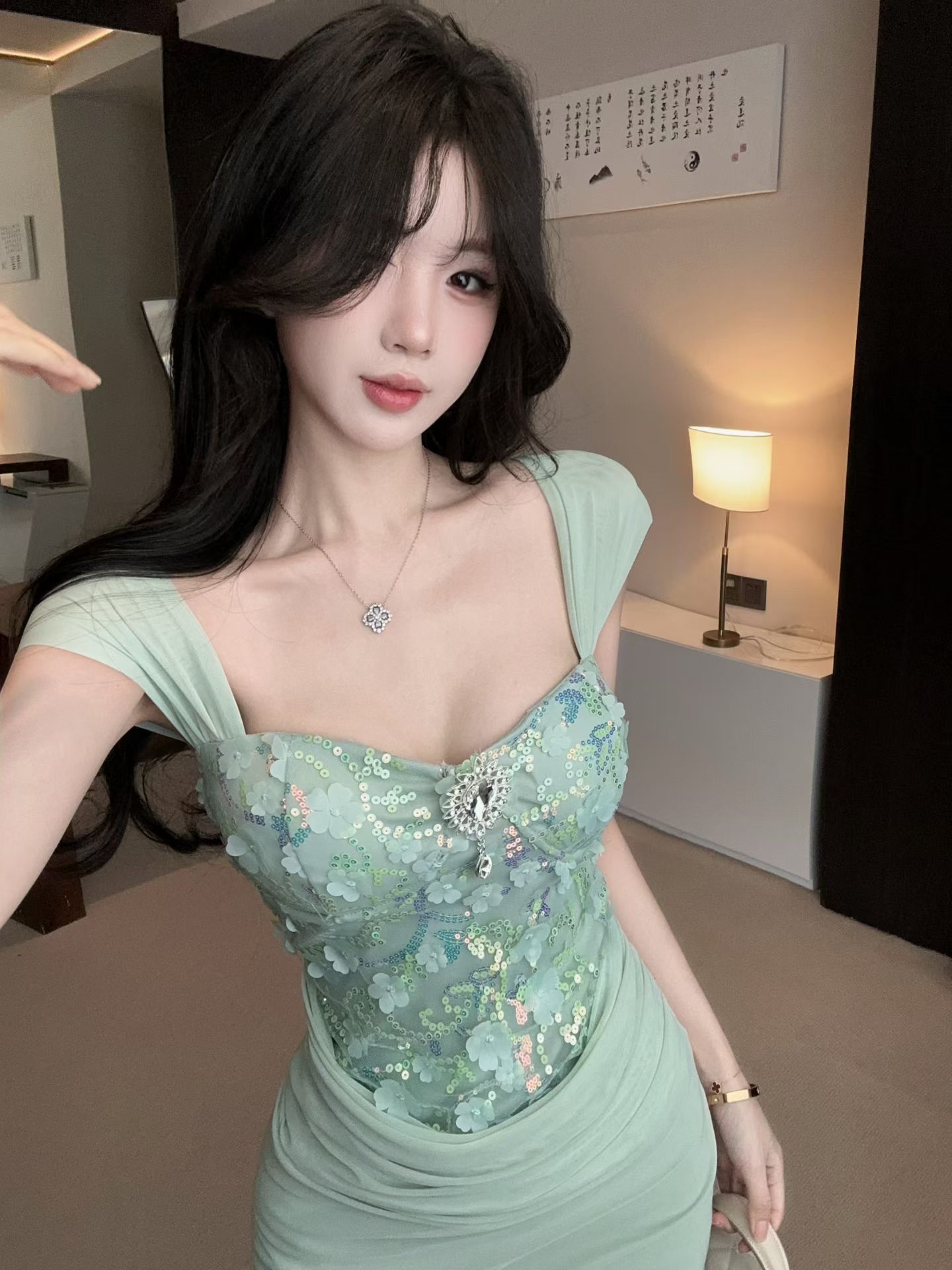실사 패치워크 튜브탑 여성 드레스 여름 천 골드 허리 수축 치마 핫걸 타이트 스커트 미니 스커트