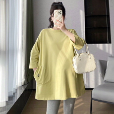 批发实拍~2025孕妇秋装品质新款宽松时尚潮妈<b class='q'>休闲</b>大码七分袖T恤