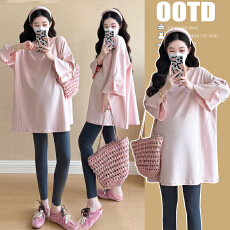 批发实拍~2025孕妇秋装品质新款宽松时尚潮妈<b class='q'>休闲</b>大码七分袖T恤