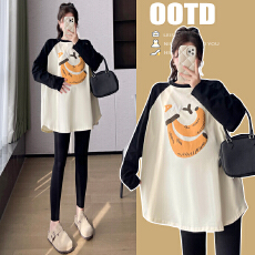 批发实拍~2025孕妇秋季品质新款宽松时尚潮妈<b class='q'>休闲</b>大码中长款T恤