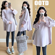 批发实拍~2025秋装品质新款孕妇装宽松时尚潮妈<b class='q'>休闲</b>大码新中式T恤