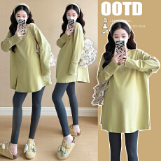 批发实拍~2025秋装品质新款孕妇装宽松时尚潮妈<b class='q'>休闲</b>大码新中式T恤