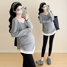 批发实拍~2026孕妇装春秋百搭高弹针织打底衫内搭妇T恤外出潮妈