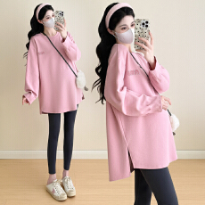 批发实拍~2025孕妇装<b class='q'>春</b>秋季新款宽松中长款大码打底衫潮妈休闲简约T恤