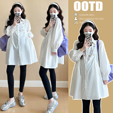 批发实拍~2026品质春秋装新款孕妇装中长款刺绣衬衫连衣裙韩版潮妈