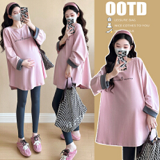 批发实拍~2026品质新款孕妇<b class='q'>春</b>秋装宽松时尚潮妈休闲大码T恤卫衣