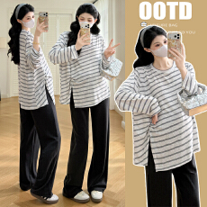 批发实拍~2026孕妇装<b class='q'>春</b>装百搭上衣打底衫内搭孕妇条纹大码T恤外出潮妈