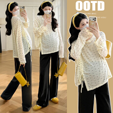 批发实拍~2026孕妇装<b class='q'>春</b>装百搭上衣打底衫内搭孕妇蝴蝶结印花T恤潮妈