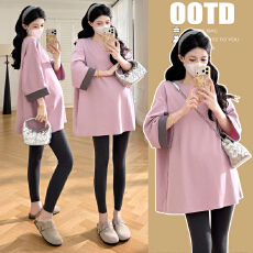 批发实拍~2025孕妇春装品质新款宽松时尚潮妈休闲大码七分袖<b class='q'>T</b><b class='q'>恤</b>