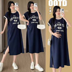 批发实拍~2026春夏<b class='q'>孕妇装</b>新款大码短袖T恤裙长款休闲宽松连衣裙潮妈