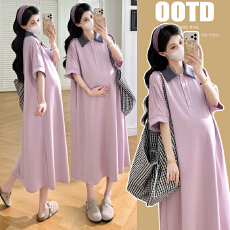 批发实拍~2026<b class='q'>春</b>夏装孕妇装新款大码短袖T恤裙长款休闲宽松连衣裙潮妈