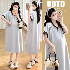 批发实拍~2026春夏装孕妇装新款大码短袖T恤裙长款休闲宽松<b class='q'>连衣裙</b>潮妈