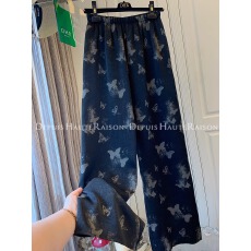 批发<b class='q'>夏</b>装新款大码高级感烫金蝴蝶垂感凉感拖地裤宽松休闲显瘦直筒长裤