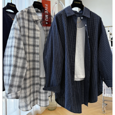 批发2026早春<b class='q'>韩版</b>慵懒风宽松休闲复古格子气质长袖衬衫衬衫超好看上衣