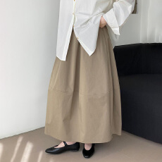 批发秋装新款大码韩系百搭慵懒风松紧高腰蓬蓬裙花苞裙百搭灯笼<b class='q'>半身裙</b>