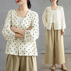 批发实拍2026早春<b class='q'>大码</b>女装韩版宽松苎麻开衫衬衫上衣小<b class='q'>外套</b>