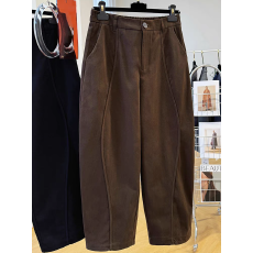 批发秋冬欧货工装哈伦裤女小众宽松显瘦休闲松紧高腰九分镰刀裤